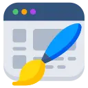 Graphic design icon showing a paintbrush and website layout, representing creative web design in Kandy.