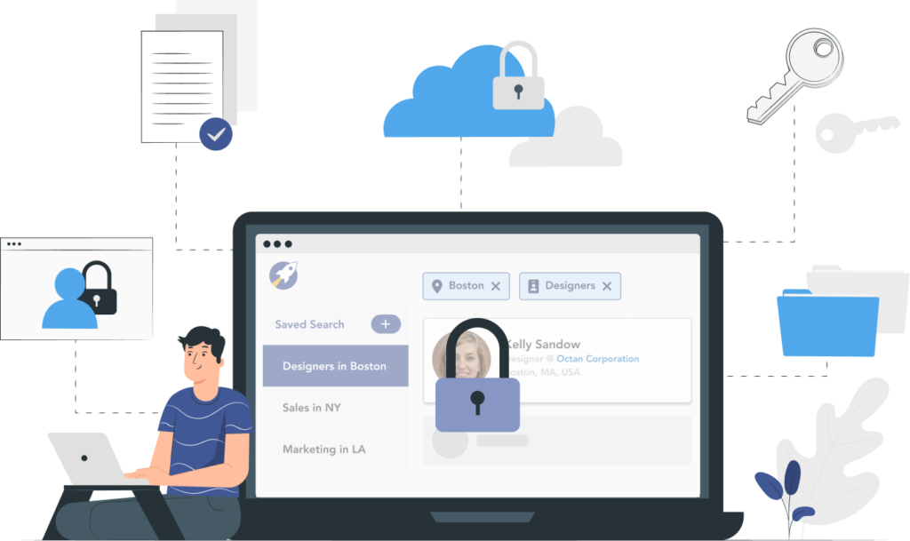 Secure web application dashboard illustration representing AI and data protection by Ideal Web Design
