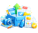 Delivering ready-to-use graphic design assets in multiple formats for print and digital use