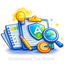 Brand discovery and research icon representing understanding a business identity