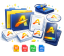 Ready to use logo files icon showing multiple export formats for digital and print