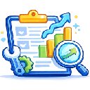 Continuous optimization icon showing analytics dashboard, tools, and performance monitoring